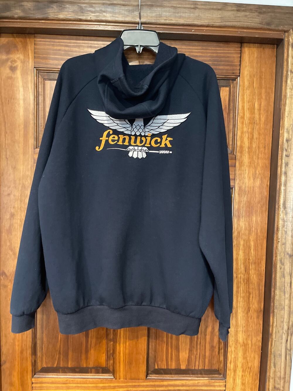 Fenwick Fishing, Full Zip Hoodie jacket Navy Blue, Orange Logo. L